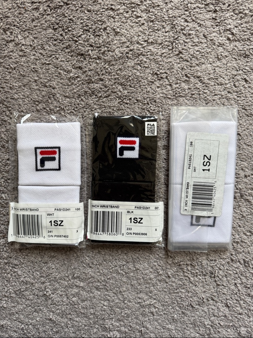 Lot of 3 NWT FILA Unisex 3 Inch Wristband 2packs White/Black One Size Fits All